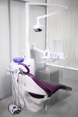 Workplace of dentist with dental unit and chair