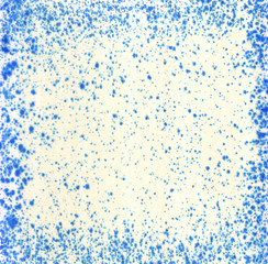 Fototapeta na wymiar Ink splatter texture background. Square frame. Blue drops on a white background.Stains, blots, strokes. background, spot, isolated, stain, design, graphic, art, grunge, texture, ink, black, abstract.