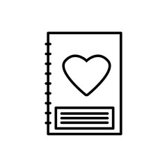 Diary icon, heart, valentine's day. Design template vector