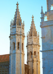 Fototapeta na wymiar Spire of Jeronimos Monastery in Lisbon