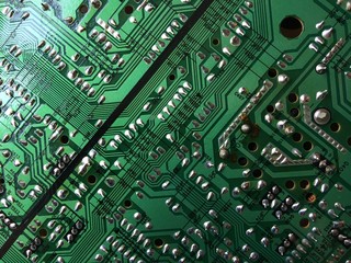 Part of a printed circuit board of a computer.