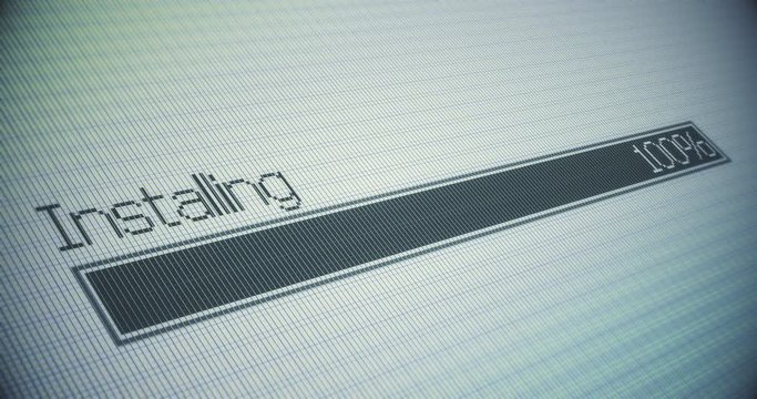 Installing bar progress  retro style pixelated gray screen animation