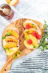 Peach ricotta toast