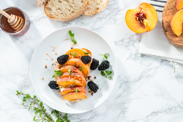 Peach ricotta toast