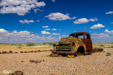 Rotting car wreck in desert, Solitaire, Namibia