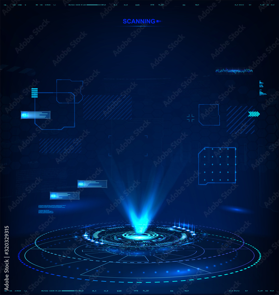 Poster futuristic hologram for presentation, vector template for your project! dark high-tech illustration,