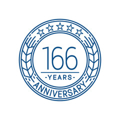 166 years anniversary celebration logo template. Line art vector and illustration.