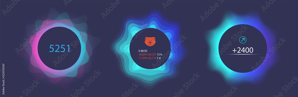 Aufkleber Set futuristic UI, UX Circle bar. Modern design indicators, info elements. Progress bar for dashboard and mobile App. Vector illustration