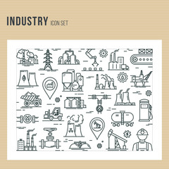 An industrial seamless background for booklets or a site consisting of linear icons.