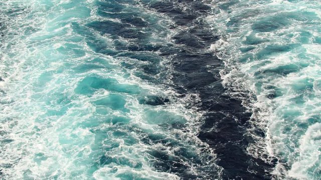 Foamy Track Behind The Stern Of The Ship