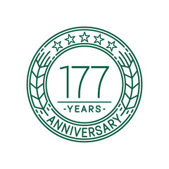 177 years anniversary celebration logo template. Line art vector and illustration.