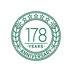 178 years anniversary celebration logo template. Line art vector and illustration.