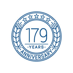 179 years anniversary celebration logo template. Line art vector and illustration.