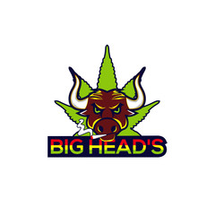 Head Bull Smoke Cannabis Abstract Illustration Badge Logo Design Template Element Vector