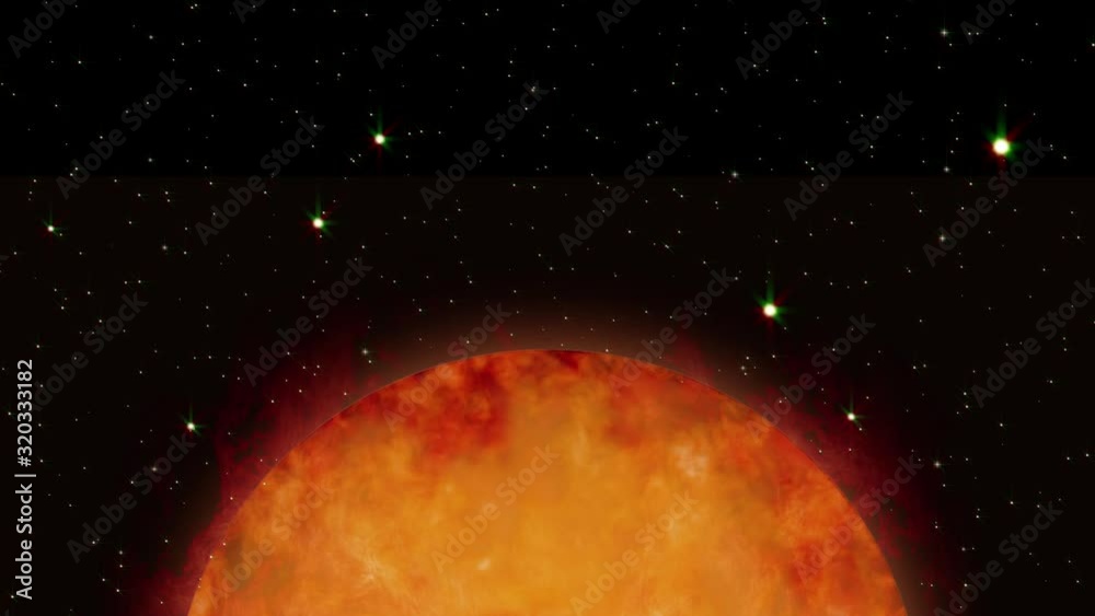 Wall mural sun star in outer space with flames and solar flares - slow movement towards the sun
