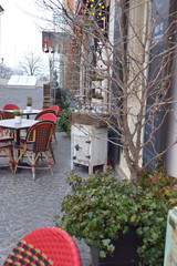 Interior of a street restaurant 