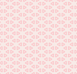 Vector minimalist geometric seamless pattern with simple triangular shapes, small elements. Abstract background texture in pink colour. Cute girlish design for decor, fabric, wrapping, textile, cloth