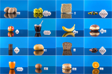 Comparison of sugar content in food.