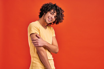 Modern young curly man