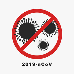 Stop coronavirus vector icon with stop sign isolated on white background.