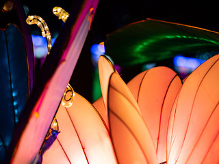 Abstract Shapes Made With Silk and Nylon Statues Filled With Lights