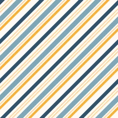 Gordijnen Diagonal stripes seamless pattern. Simple vector slanted lines texture. Modern abstract geometric colorful striped background. Yellow, blue and white color. Repeat design for decor, wallpapers, fabric © Olgastocker
