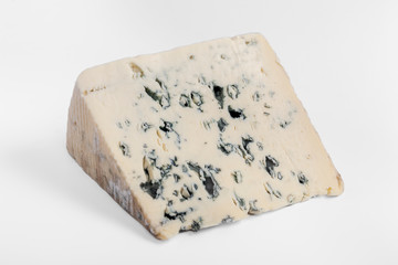 french cow's milk cheese called Bleu d'Auvergne isolated on white background