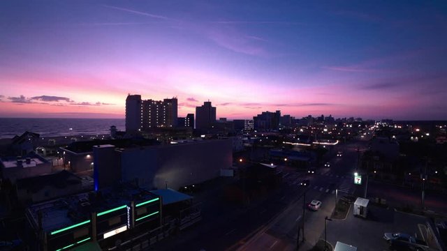 Time lapse of Virginia Beach Ocean front sunrise.