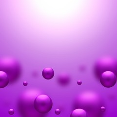 Pink shiny balls on blur background. Abstract molecules pattern. Drops of paint or nail Polish. Bright color pearls floating in space.