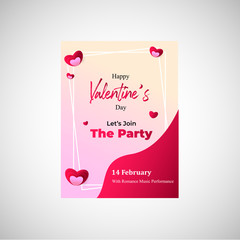 Valentine's Day Poster with a love papercut style and gradient.  Template for poster , banner , greeting cards. Vector Illustration EPS 10