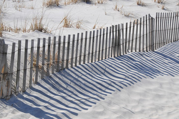 storm fence on a Wildwood beach on the New Jersey coast