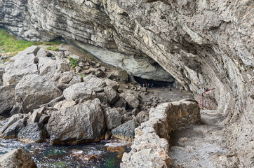 Golitsyn Grotto, a tourist route in the mountains of the southern coast of Crimea, Novyi Svet Village, Republic of Crimea