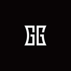 GG monogram logo with curved side style design template