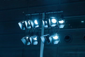 spotlights on a theatre stage