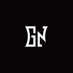GN monogram logo with curved side style design template