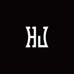 HJ monogram logo with curved side style design template