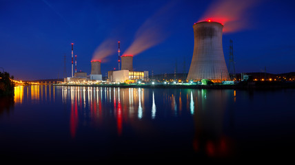 Nuclear Power Station Panorama At Night
