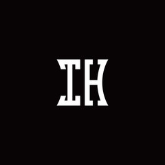 IH monogram logo with curved side style design template