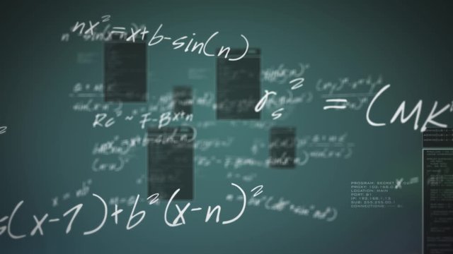 Fly through various formulars and codes - Seamless background loop animation