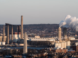 Large Powerplant North Of Boston In The Morning