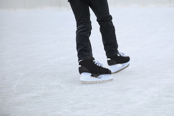 ice skating on the rink close-up