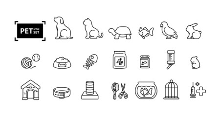 Pet icon line set design