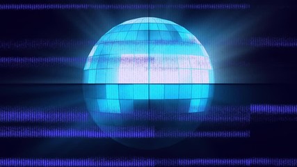 Screen with bands interference showing blue disco ball - Powered by Adobe