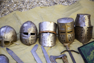 Armor medieval helmets