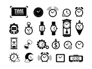 Time Icon Set black