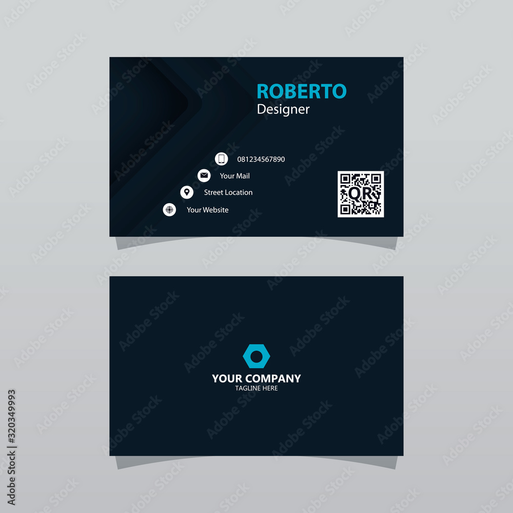 Wall mural Dark bussines card template. Elegant element composition design with clean concept.