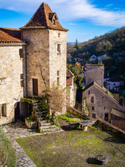 Courtyard Of A Church In The Village Of Saint Cirq Lapopie