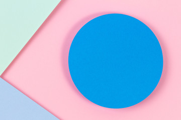 Abstract colored paper texture background. Minimal geometric shapes and lines in pastel pink, light blue and green colours