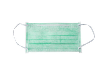 Green Mask for medical with white background and clipping path