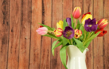 Springtime - Beginning of the year - Tulips on colored background